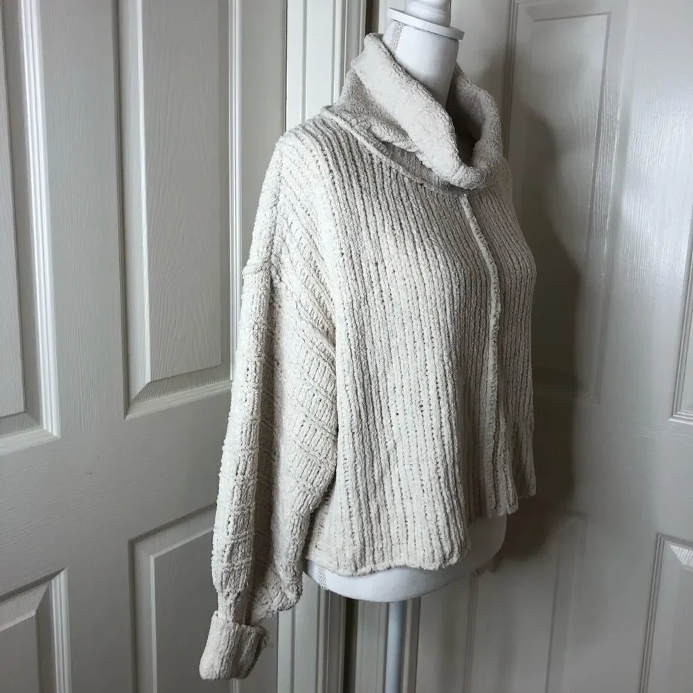 NEW Free People Be Yours Cowl Neck Sweater in Vanilla Bean XS